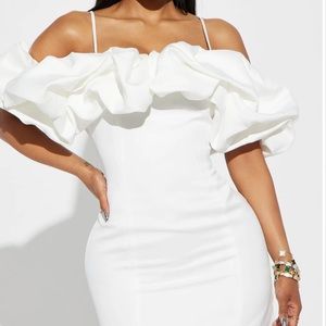 White Mini Dress Ruffled detail